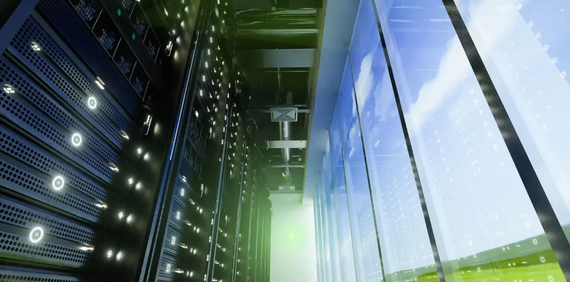 Curran_IT_Services_DE_Design_2048w-compressor the inside of a data centre with server racks